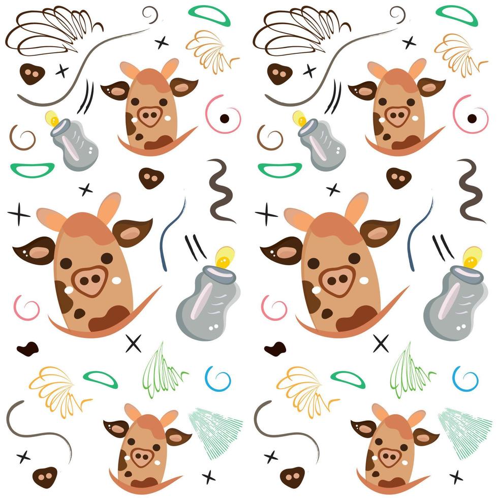 Colored pattern background with baby bottles and giraffes Vector