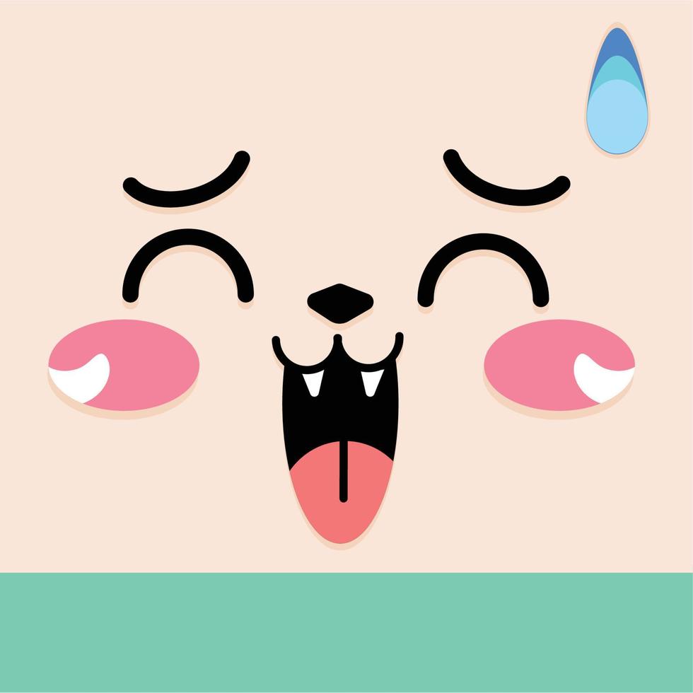 Laughing facial expression cartoon kawaii - Vector illustration