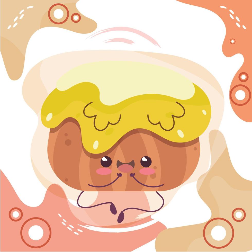 vector de personaje de panadería lindo de dibujos animados de muffin feliz aislado