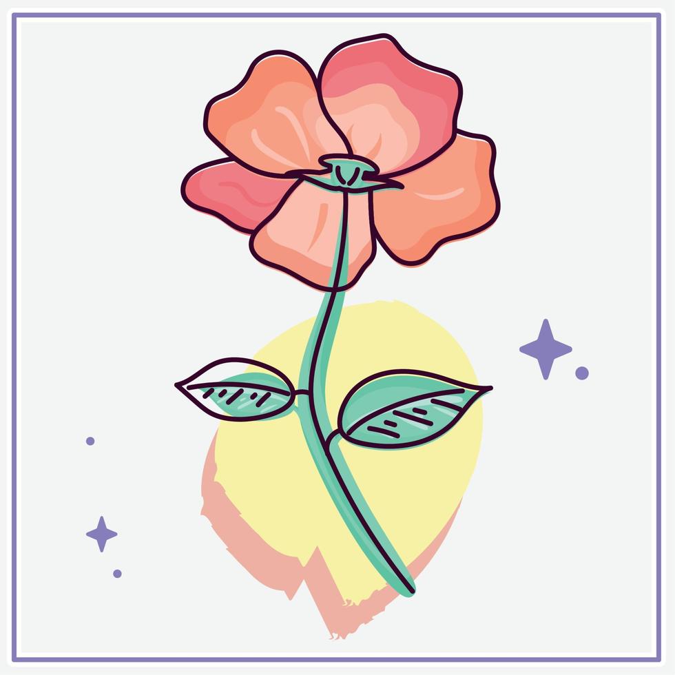 Isolated sketch of a colored flower Vector