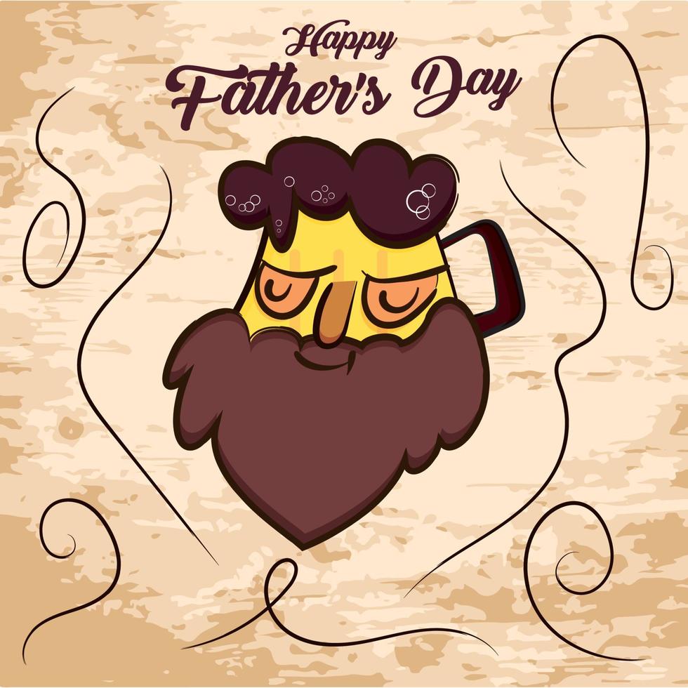 Isolated cute beer glass cartoon Happy father day retro template Vector