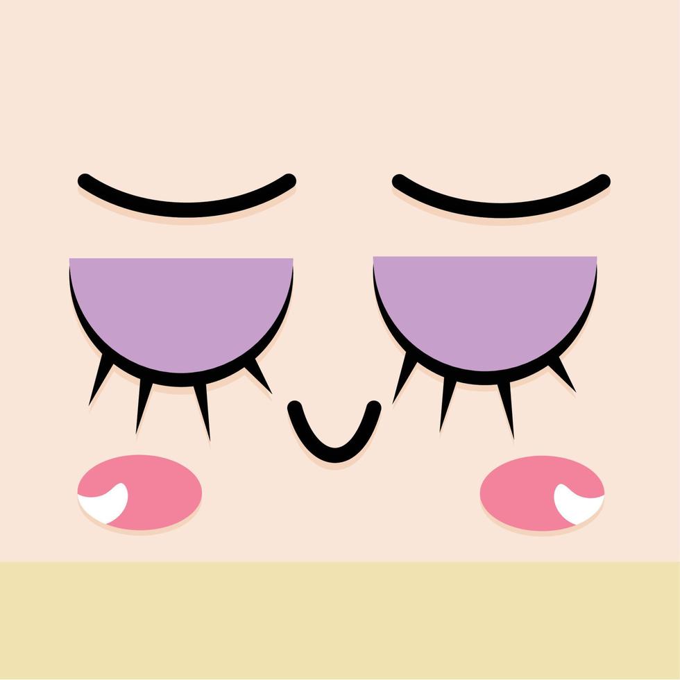 dormir expresión facial caricatura kawaii - ilustración vectorial vector