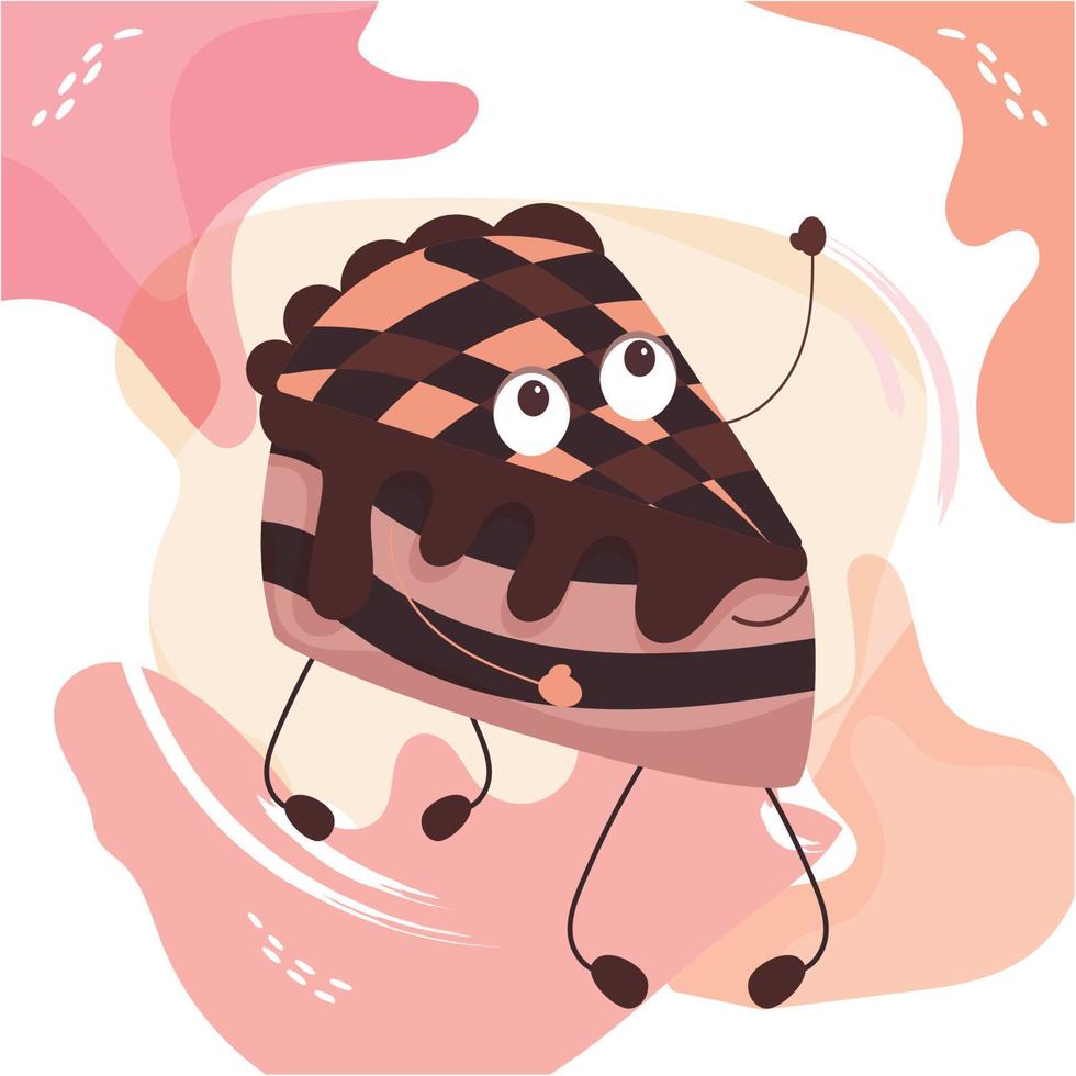 Isolated happy piece of cake cute bakery character Vector