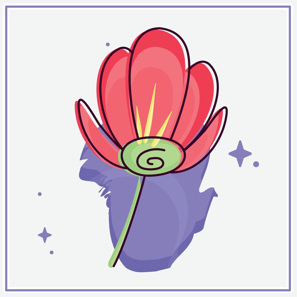 Isolated sketch of a colored flower Vector