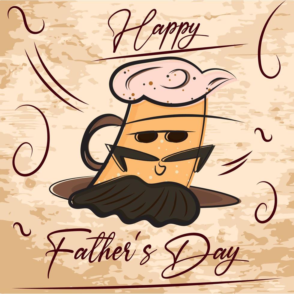Isolated cute beer glass cartoon Happy father day retro template Vector