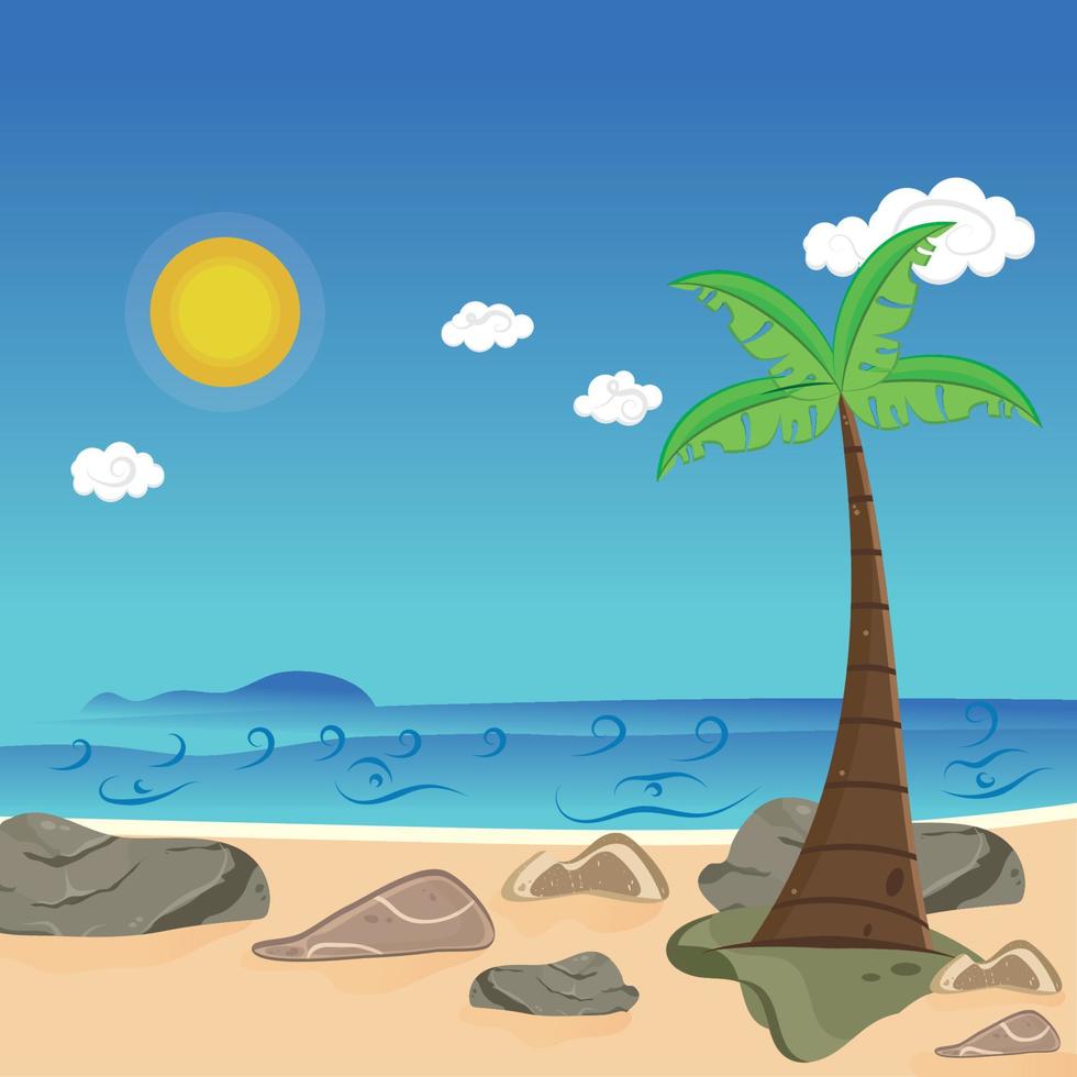 Palm tree on the beach Summer holiday travel landscape Vector