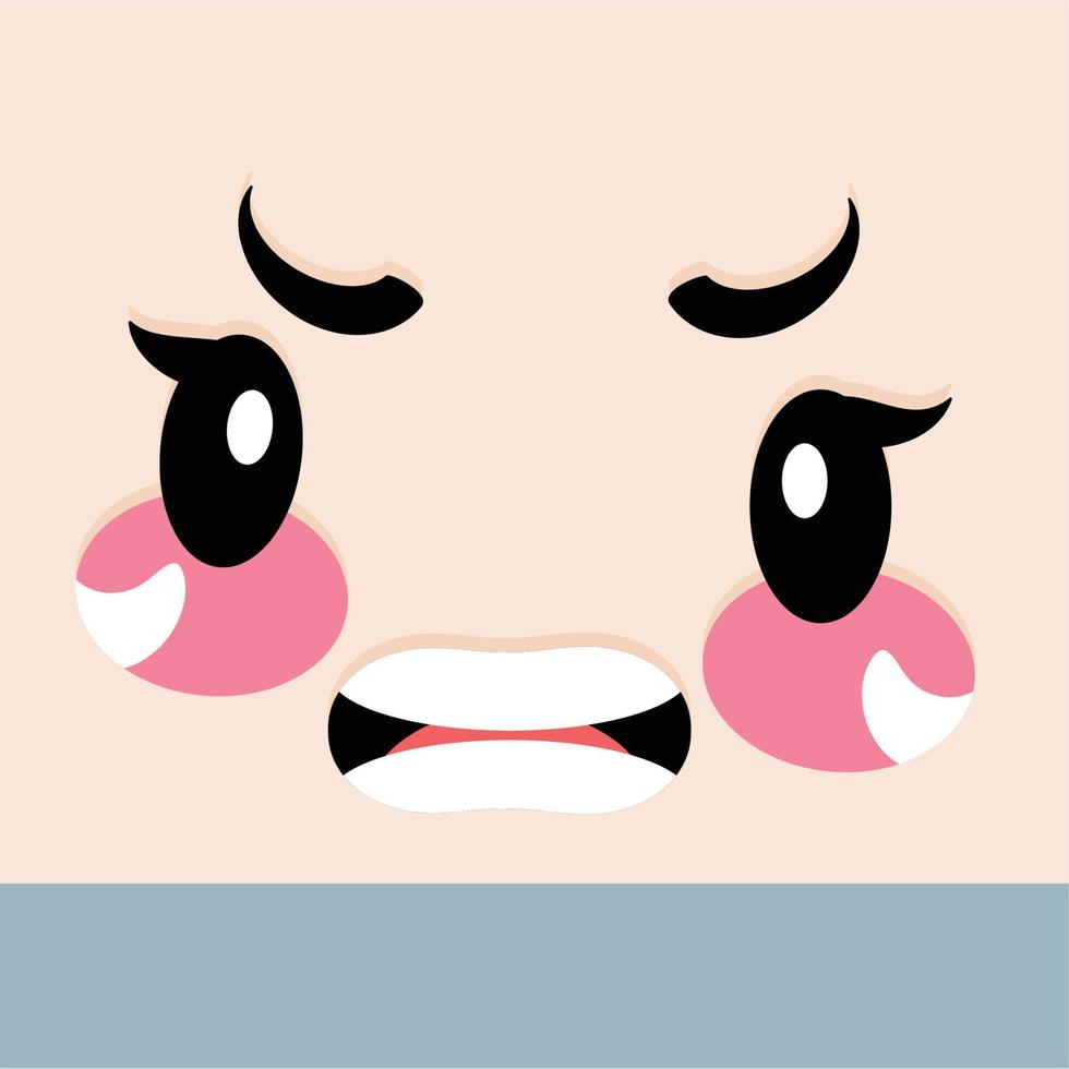 Scared facial expression cartoon kawaii - Vector illustration