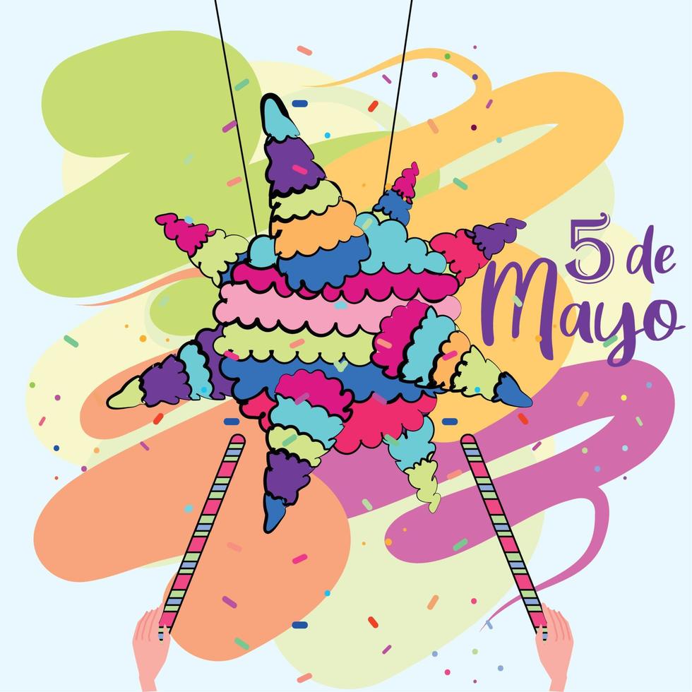 piñata mexicana estrella aislada. cartel de cinco de mayo - vector