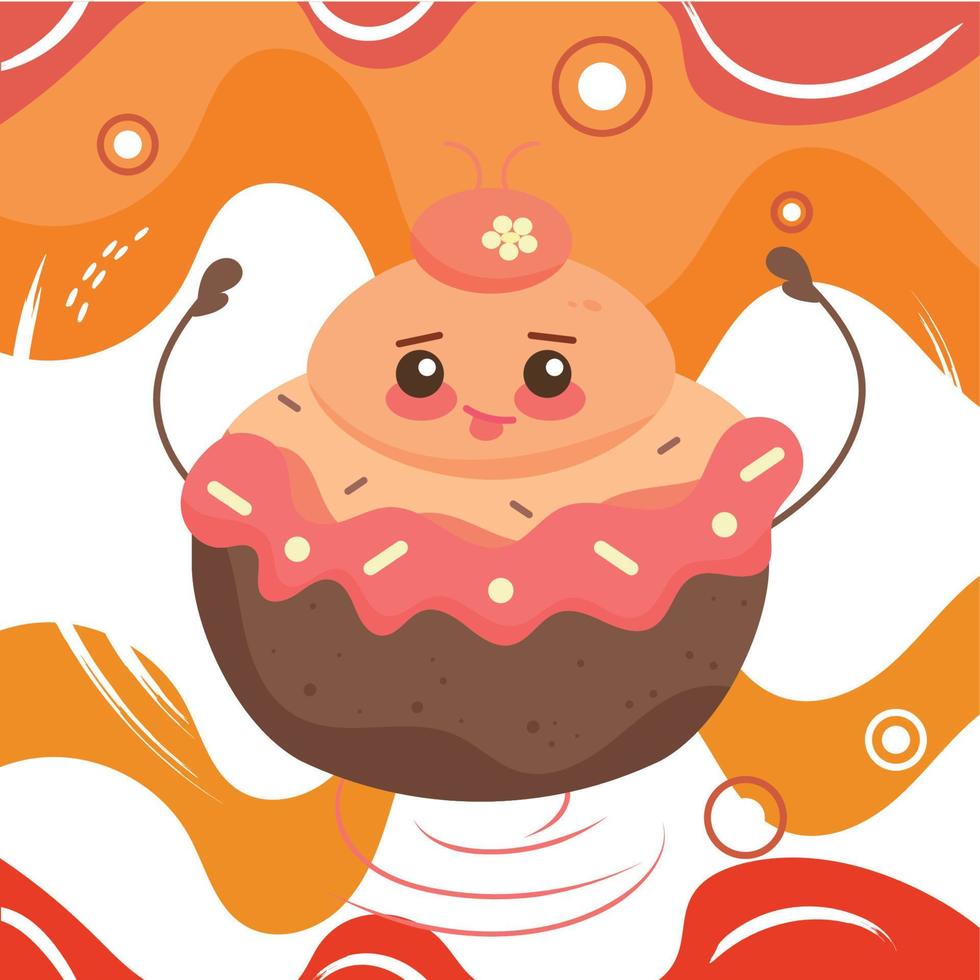 Isolated happy cupcake cartoon cute bakery character Vector