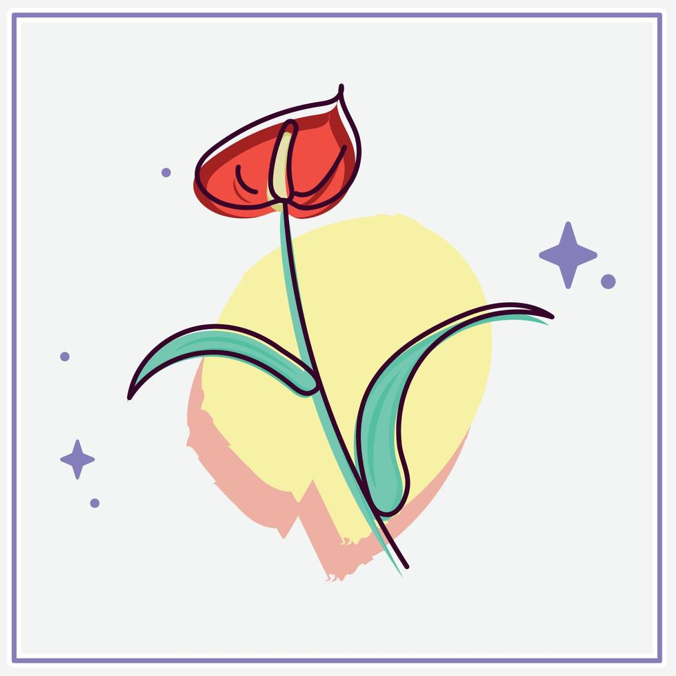 Isolated sketch of a colored flower Vector