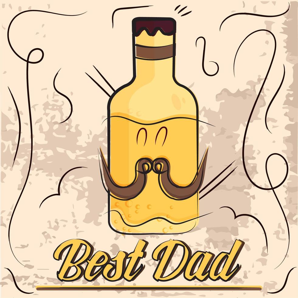 Isolated cute beer bottle cartoon Happy father day retro template Vector