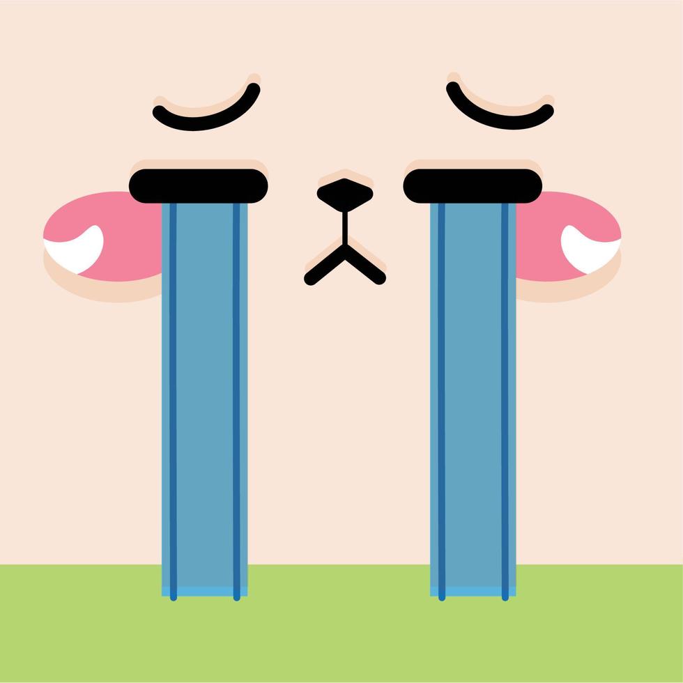 Crying facial expression cartoon kawaii - Vector illustration