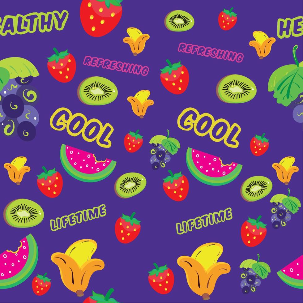 fondo de patrón de color con diferentes frutas vector