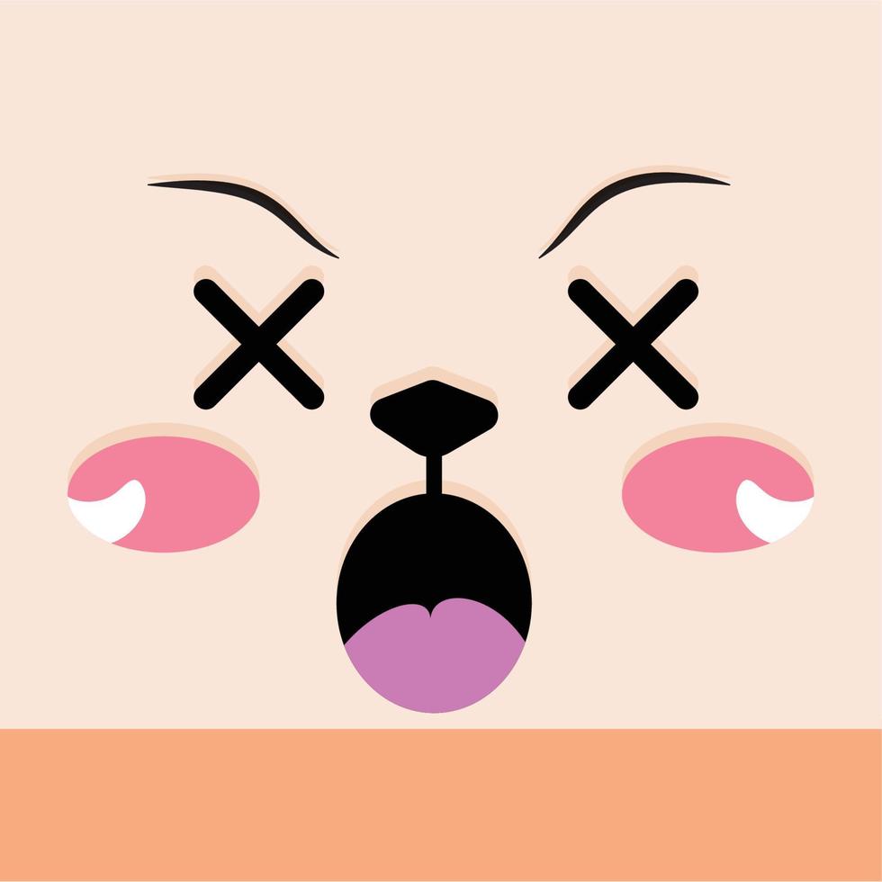 Dizzy facial expression cartoon kawaii - Vector illustration