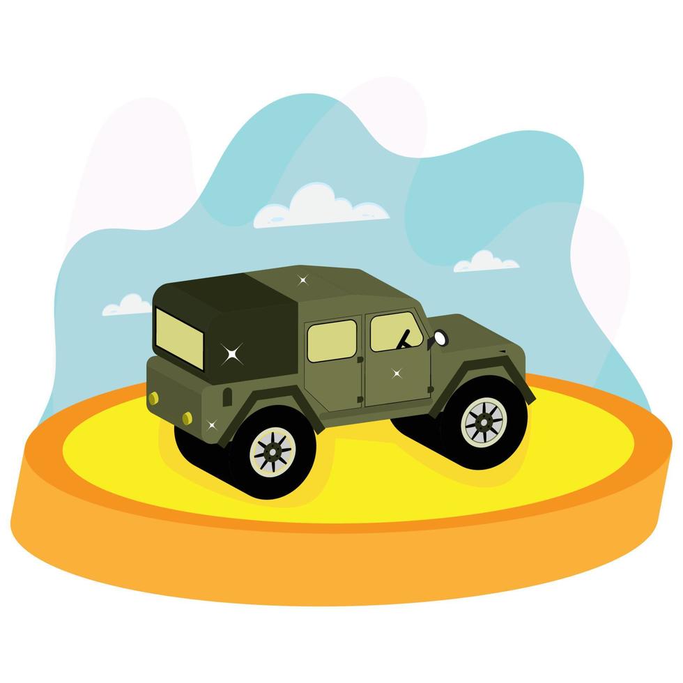 Render 3D aislado de un vector de jeep verde
