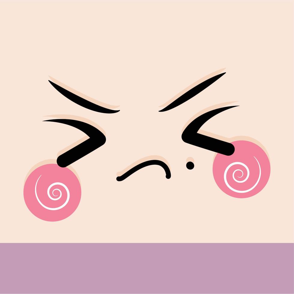 Angry facial expression cartoon kawaii - Vector illustration