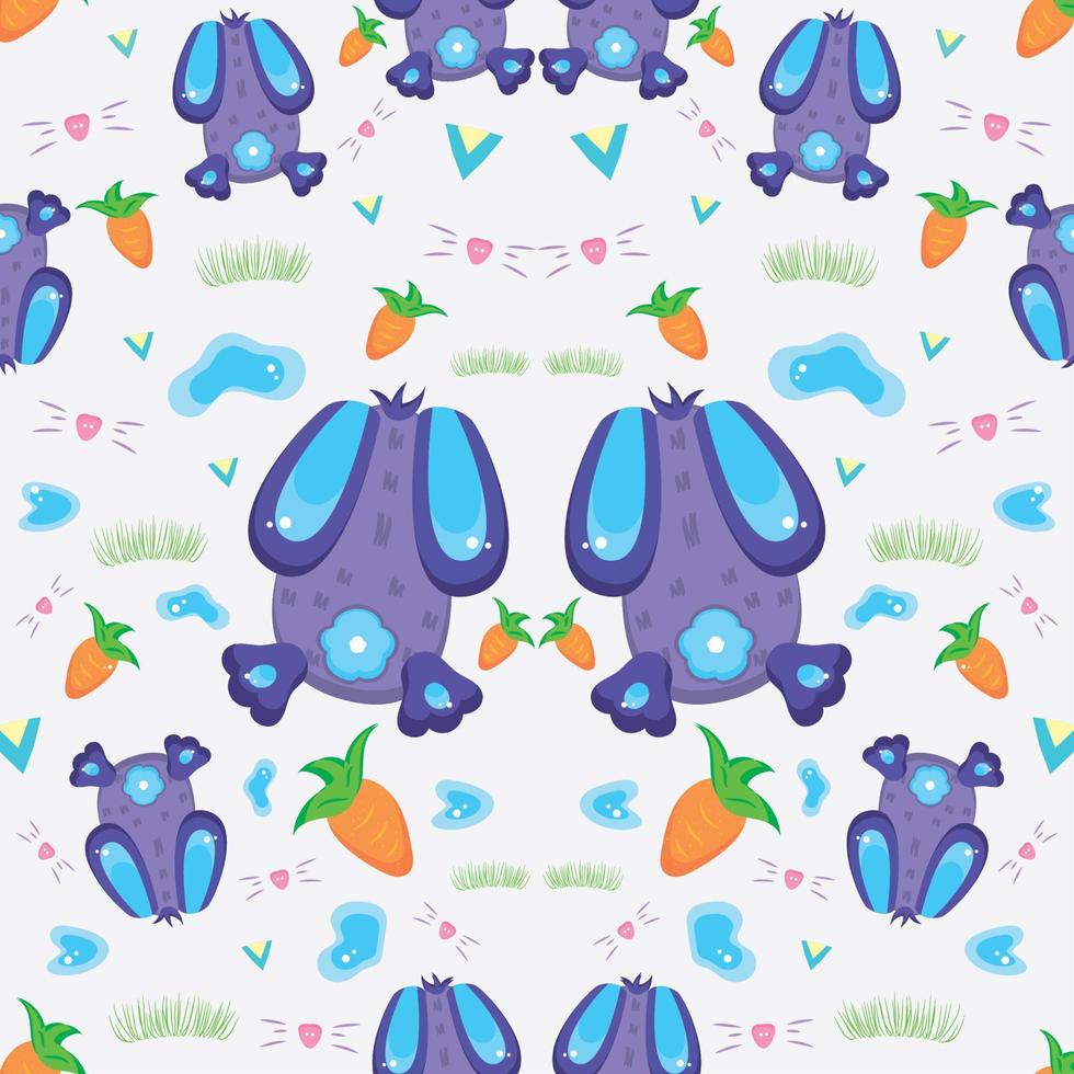 fondo de patrón de color con vector de conejos y zanahorias