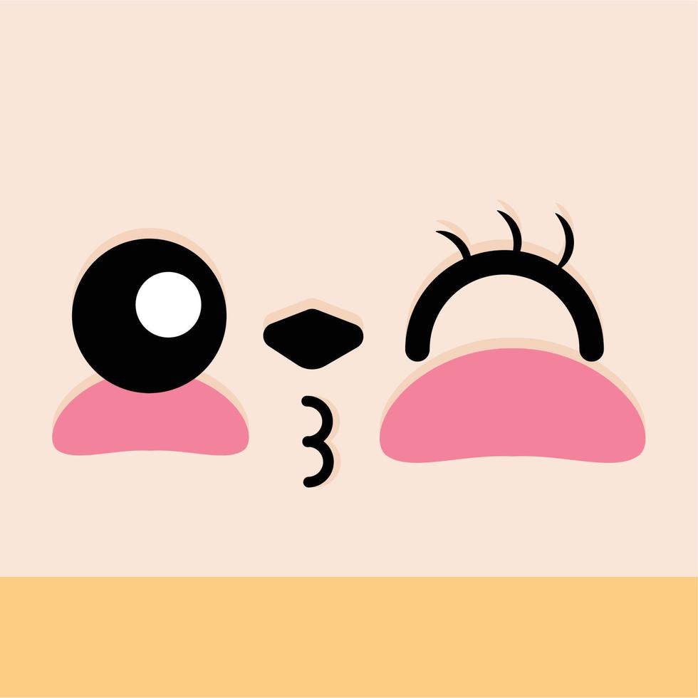 Wink facial expression cartoon kawaii - Vector illustration