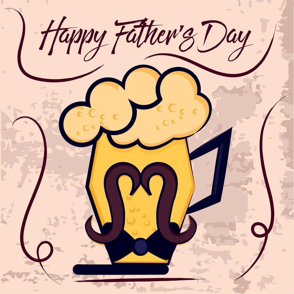 Isolated cute beer glass cartoon Happy father day retro template Vector