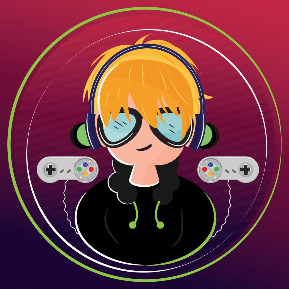 Retro cool boy with eyeglasses and joysticks Videogame Vector