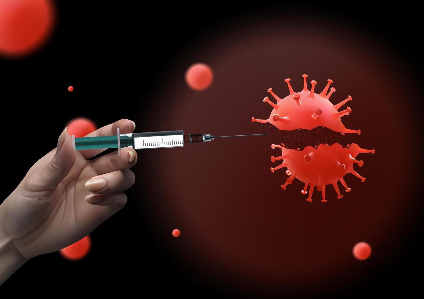 Hand holding syringe kill virus and deadly disease vector