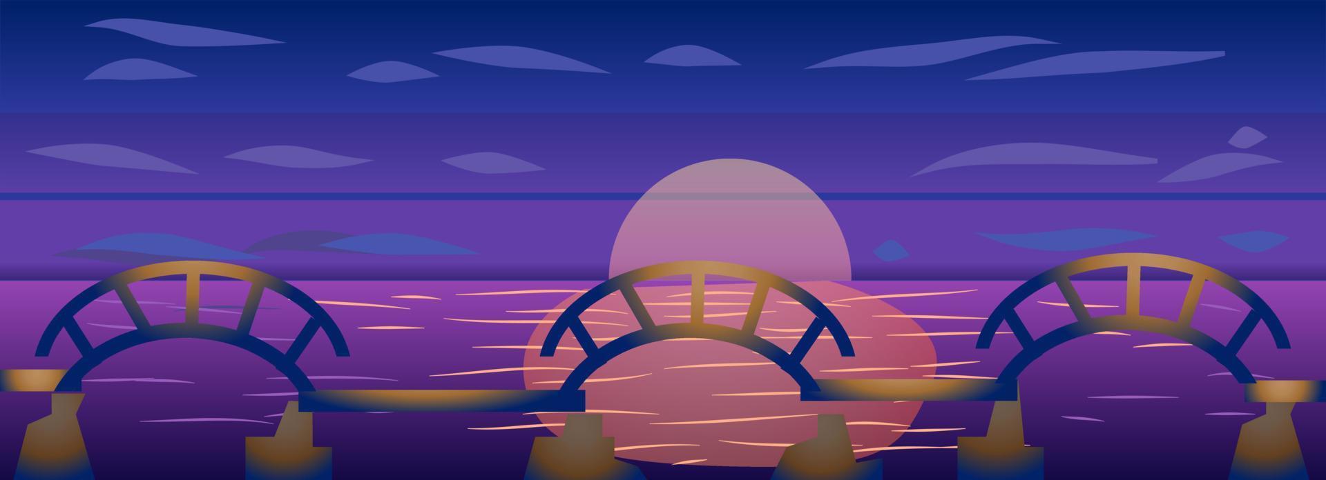 Sunset Bridge Game Background vector