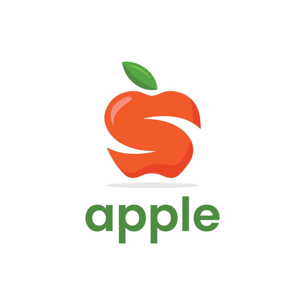 Apple fruit logo with letter s shape vector