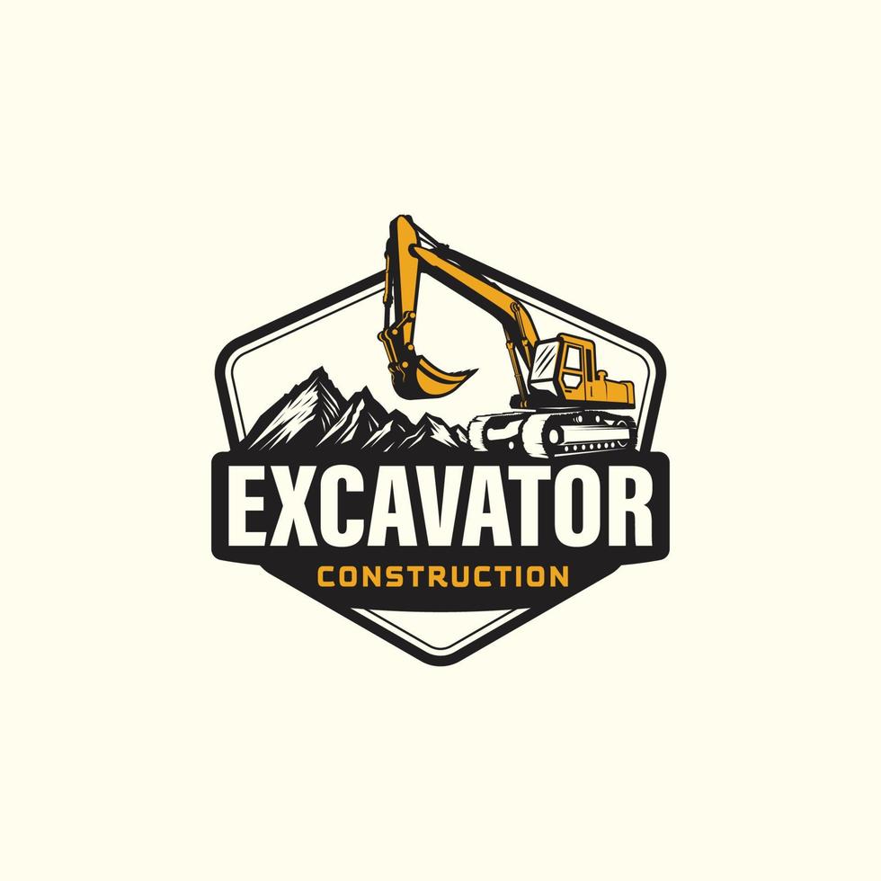 Vintage excavator emblem logo template vector