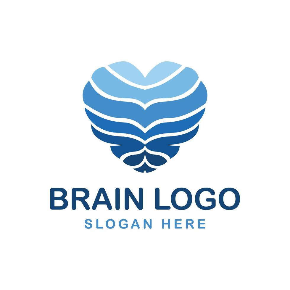 Brain logo in the form of love vector