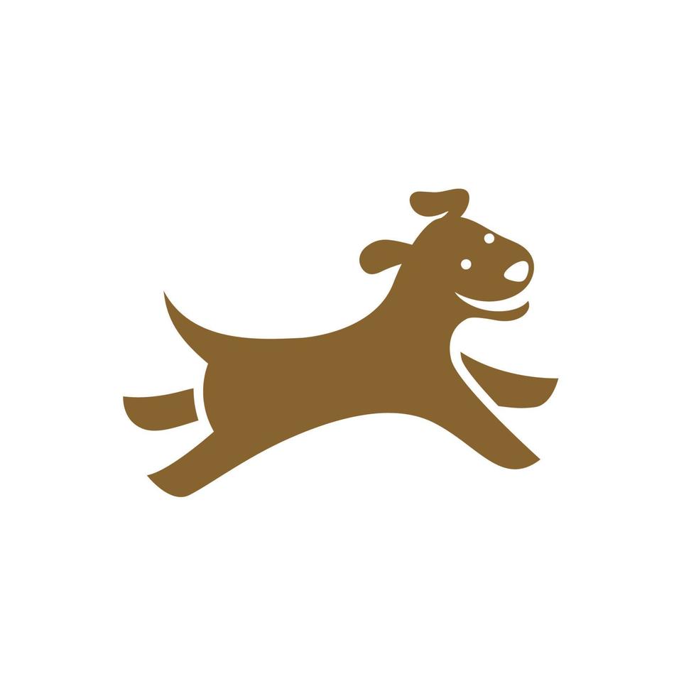 Cute dog character logo run and jump vector