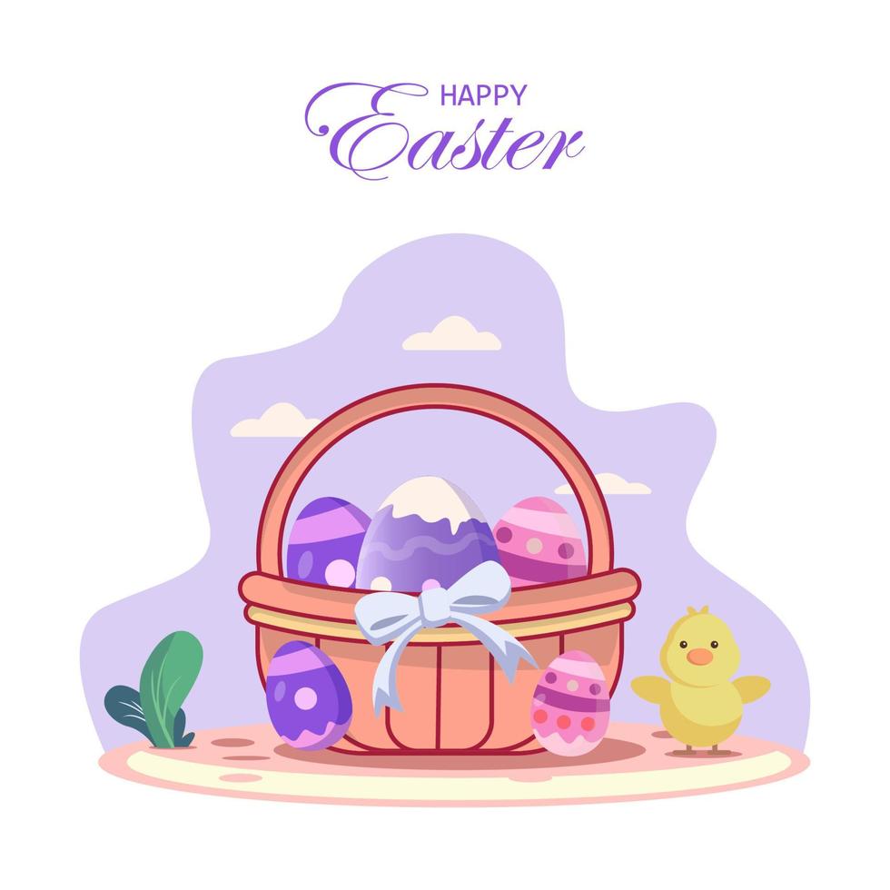 Flat design happy easter day big egg. Flat vector template style Suitable for Web Landing Pages.