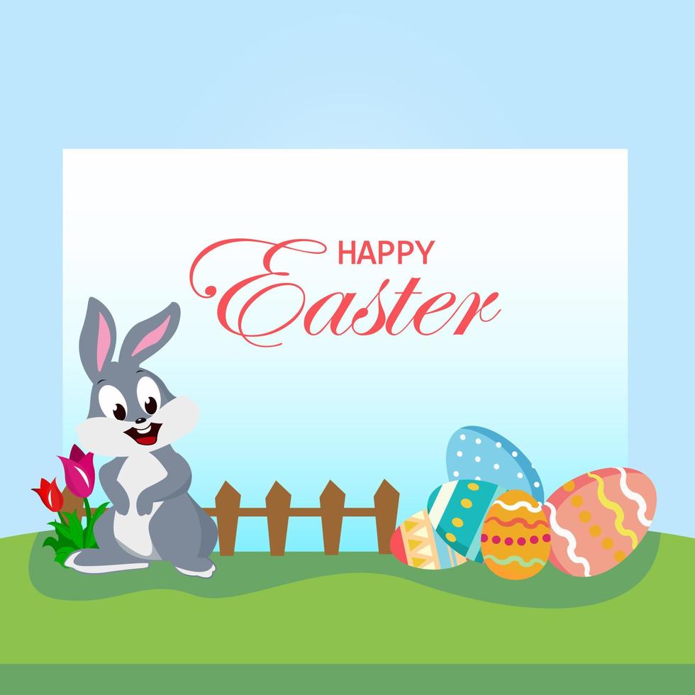Flat design happy easter day big egg. Landing page template, Flat vector illustration