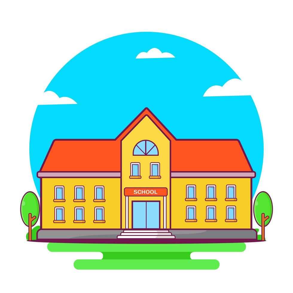 schhol Building Vector Icon Illustration.