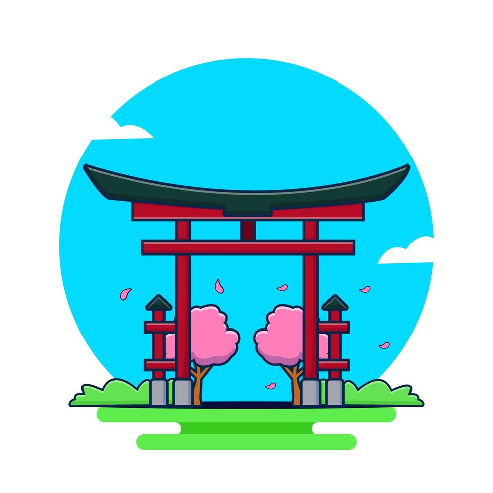 Torii Gate Cartoon Vector Icon Illustration. Famous Building Traveling Icon Concept Isolated Vector.