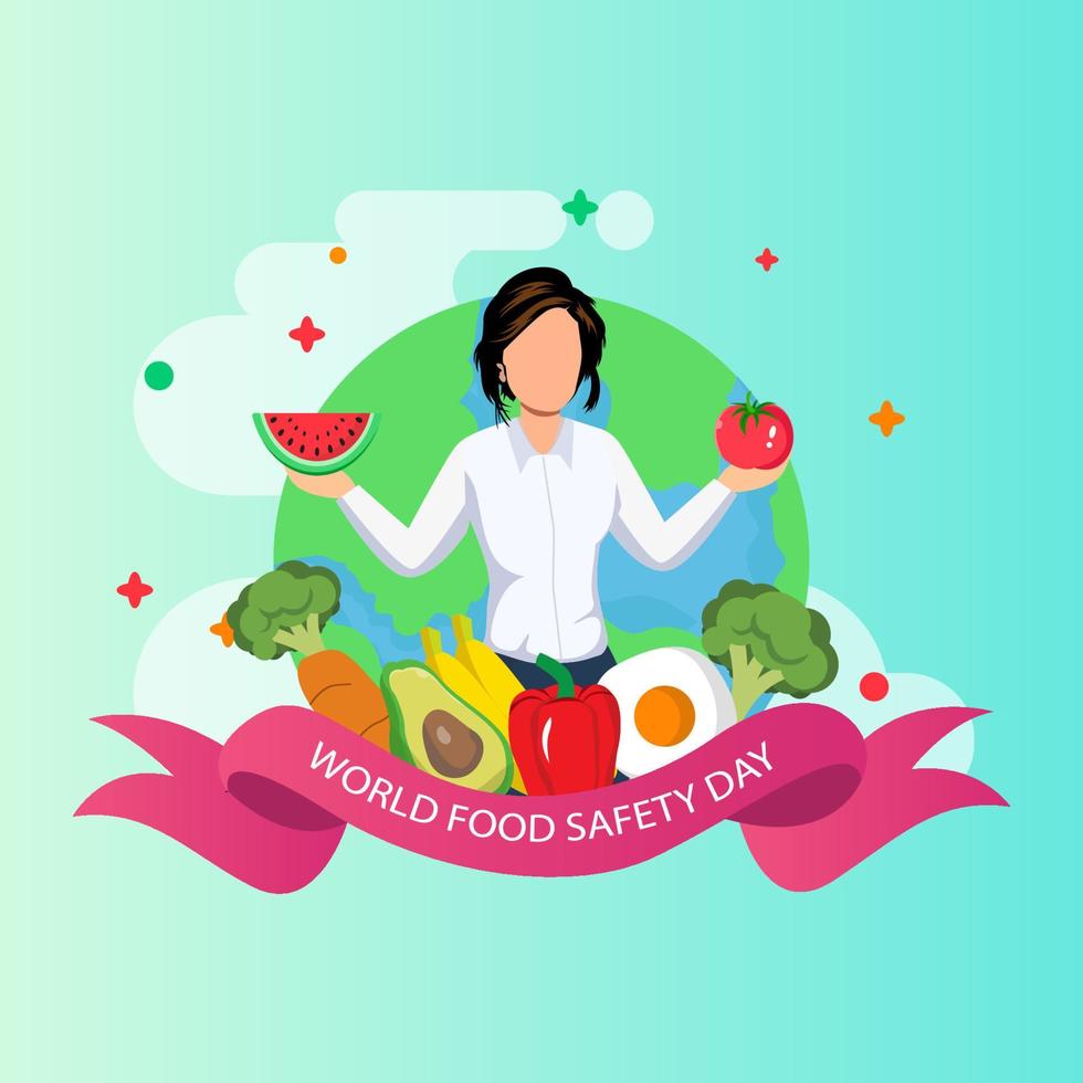 World food safety day celebration card vector design illustration. flat vector