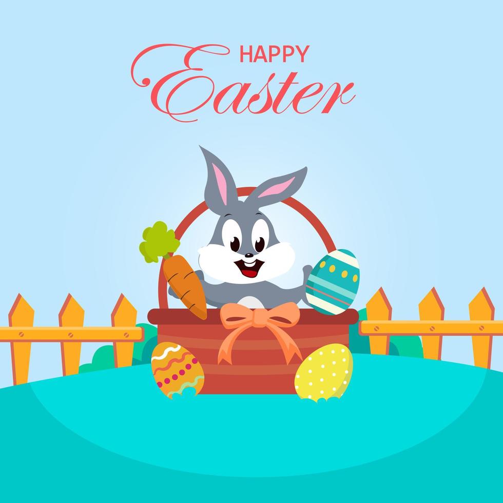 Flat design happy easter day big egg. Landing page template, Flat vector illustration