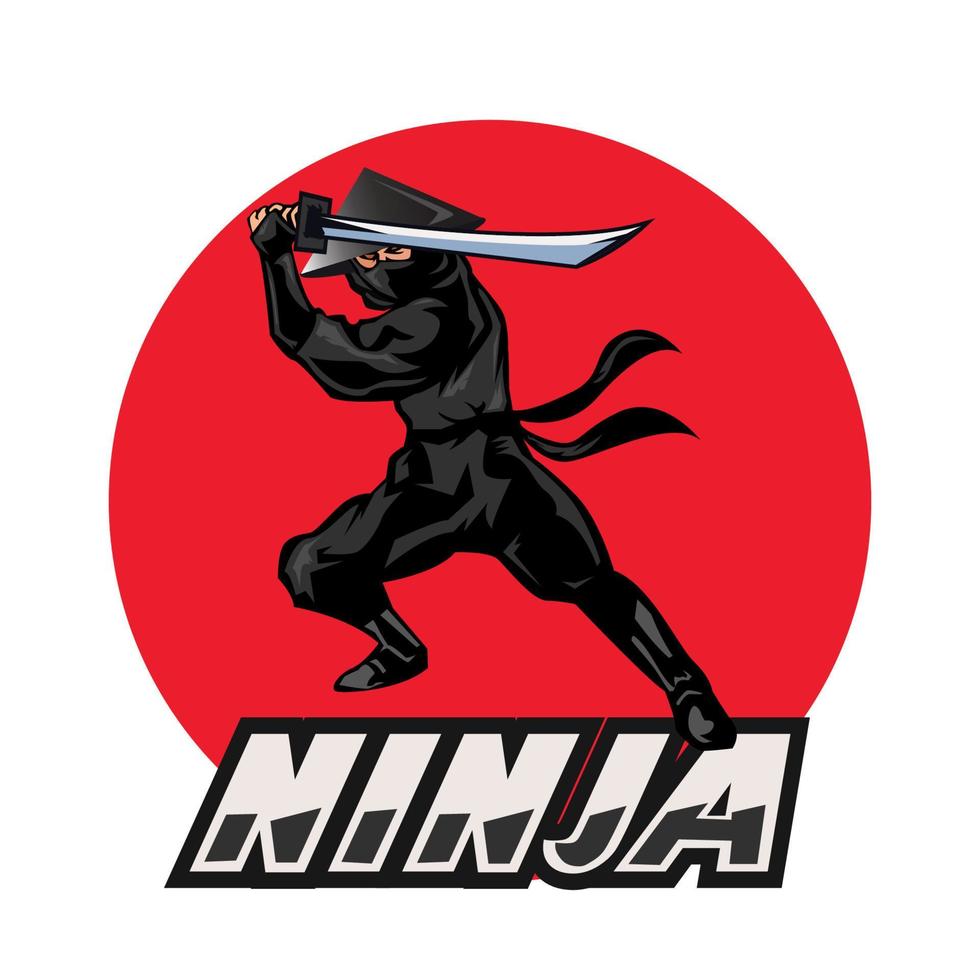 vector de ilustración de mascota ninja. diseño de logotipo deportivo