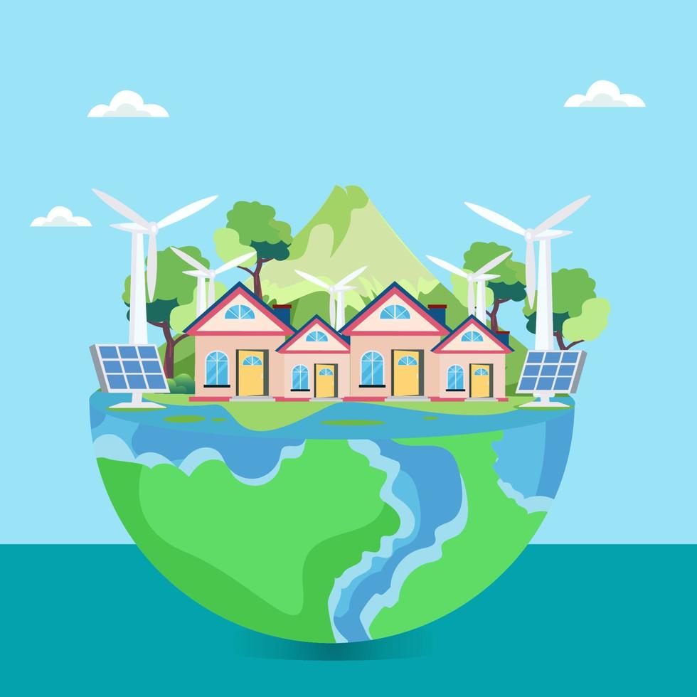 World Environment Day with People caring for the earth. save planet flat vector illustration