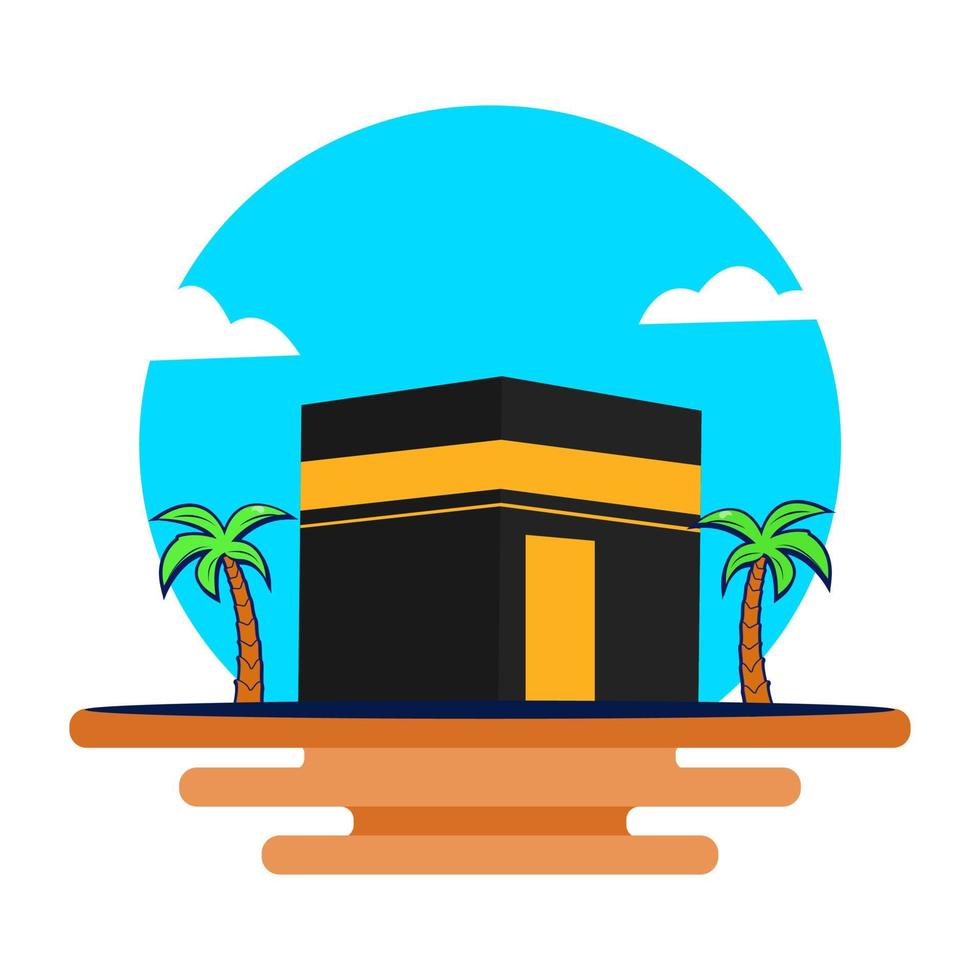 al-Kabah al-Musharrafah icon flat ilustration vector. building at the center of Islam's most important mosque, Great Mosque of Mecca. vector