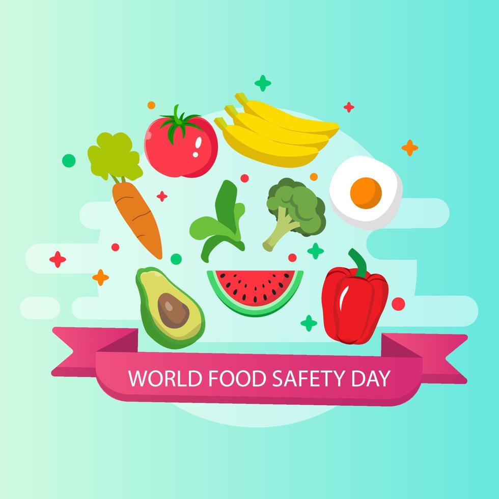 World food safety day celebration card vector design illustration. flat vector
