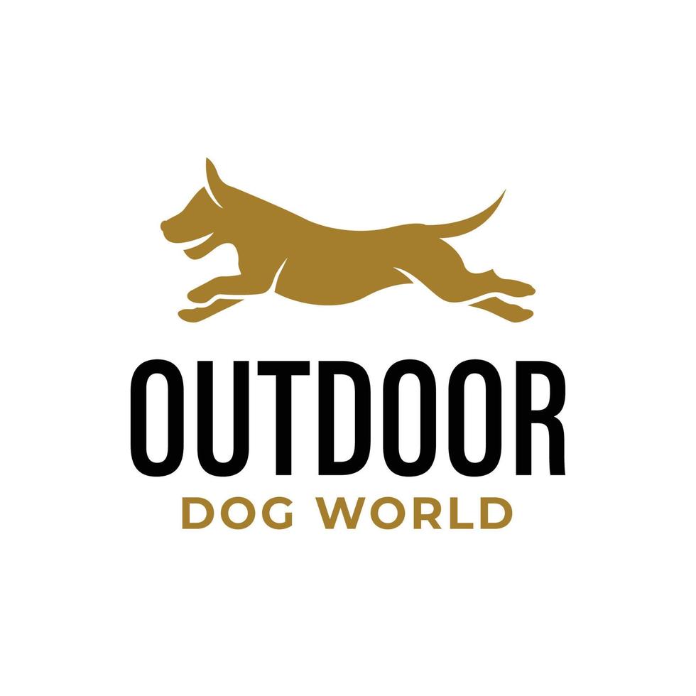 Cute dog character logo run and jump vector