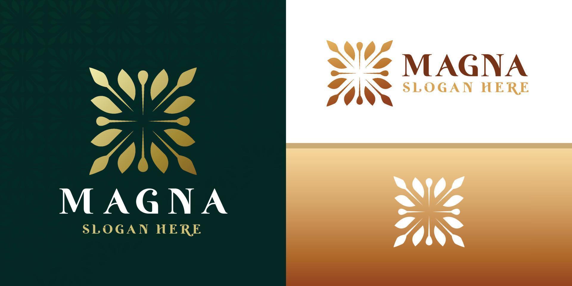 Unique Circular logo illustration. Mandala flat icon for your business. Ayurveda, spa, yoga company identity. Advertising or web startup zen symbol design. Moroccan tile style. Vector isolated sign.