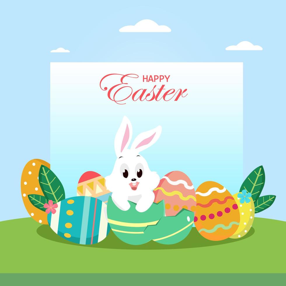 Flat design happy easter day big egg. Landing page template, Flat vector illustration