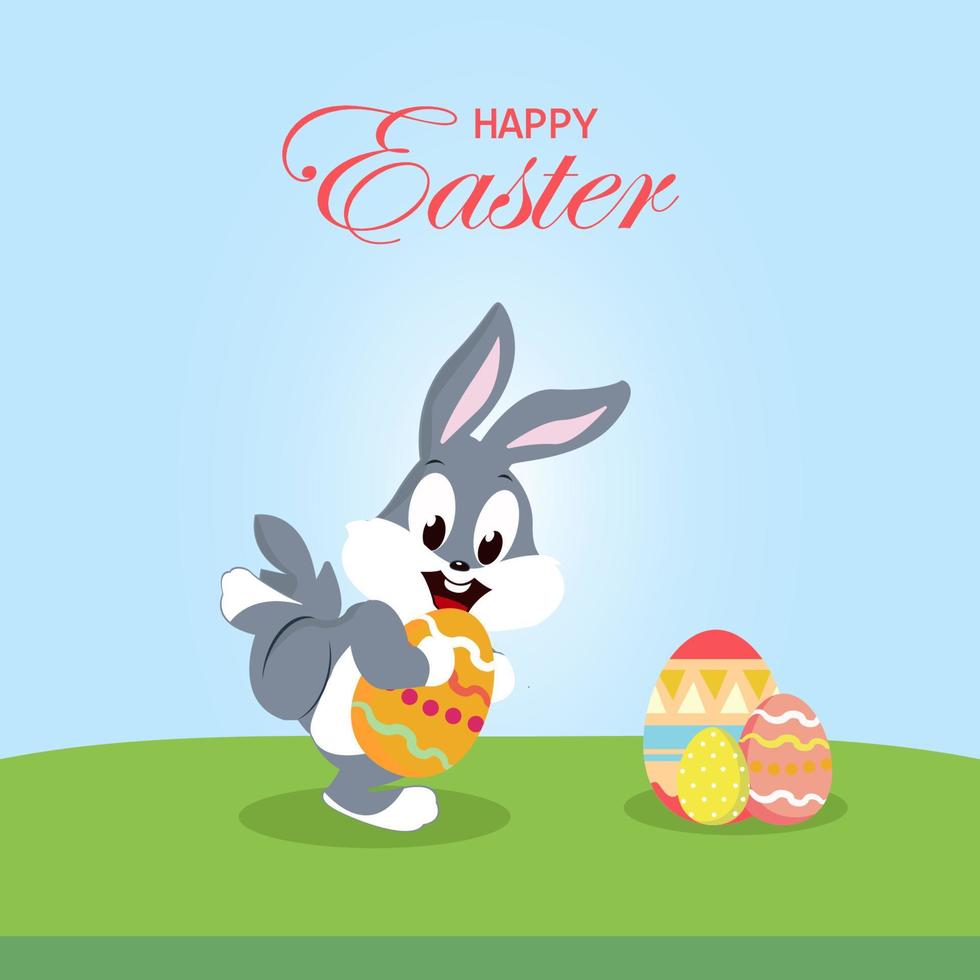 Flat design happy easter day big egg. Landing page template, Flat vector illustration
