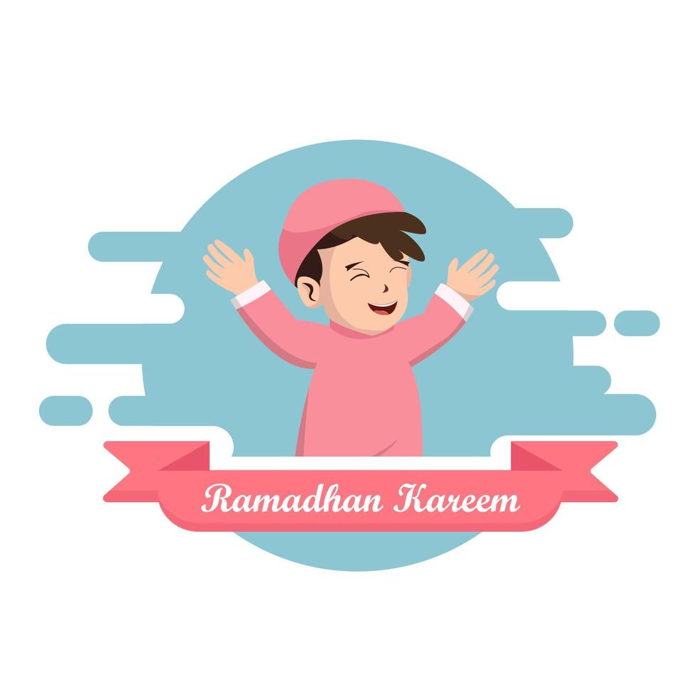 Ramadan Kareem greeting character Premium Vector