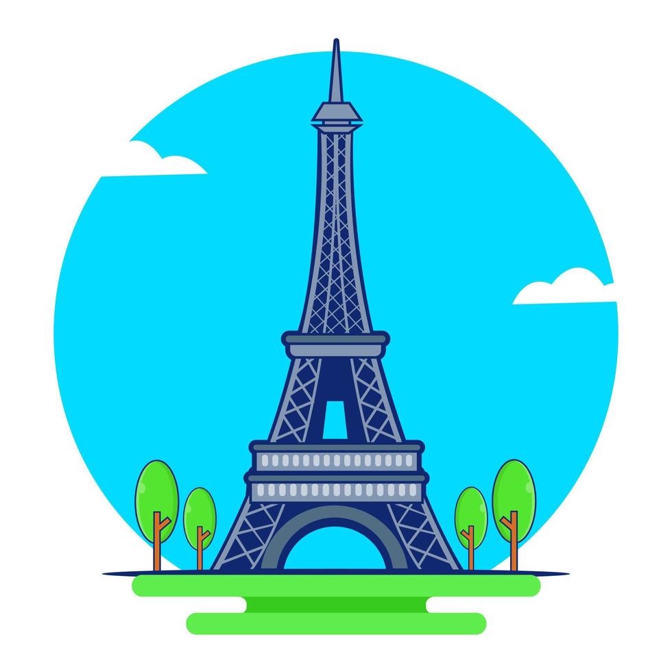 vector de ilustración aislada plana de icono de torre eiffel. construyendo un ícono de viaje en París.