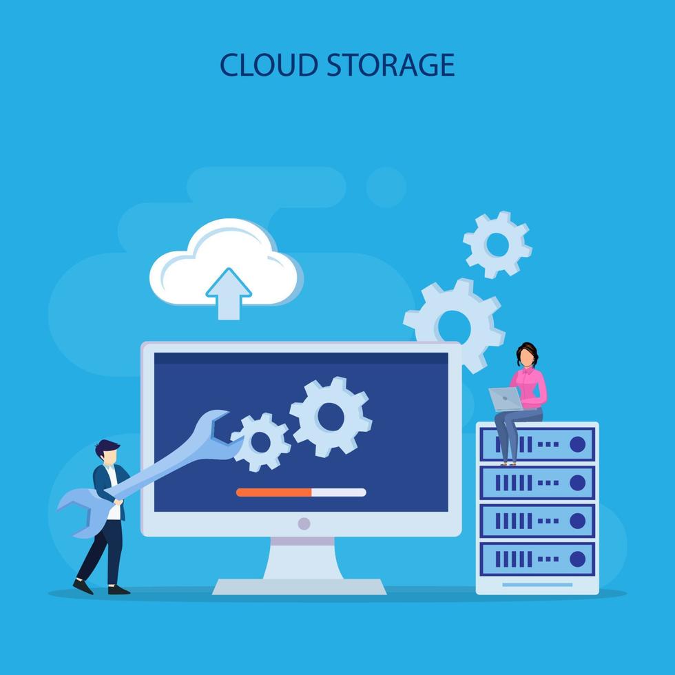 Data center. Hosting, cloud storage, server storage. Big data. flat vector