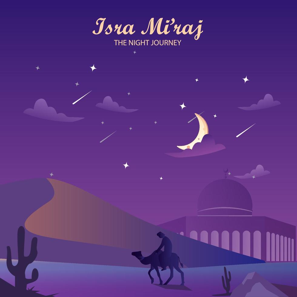 the concept of isra and mi'raj, the Night Journey. Flat vector template