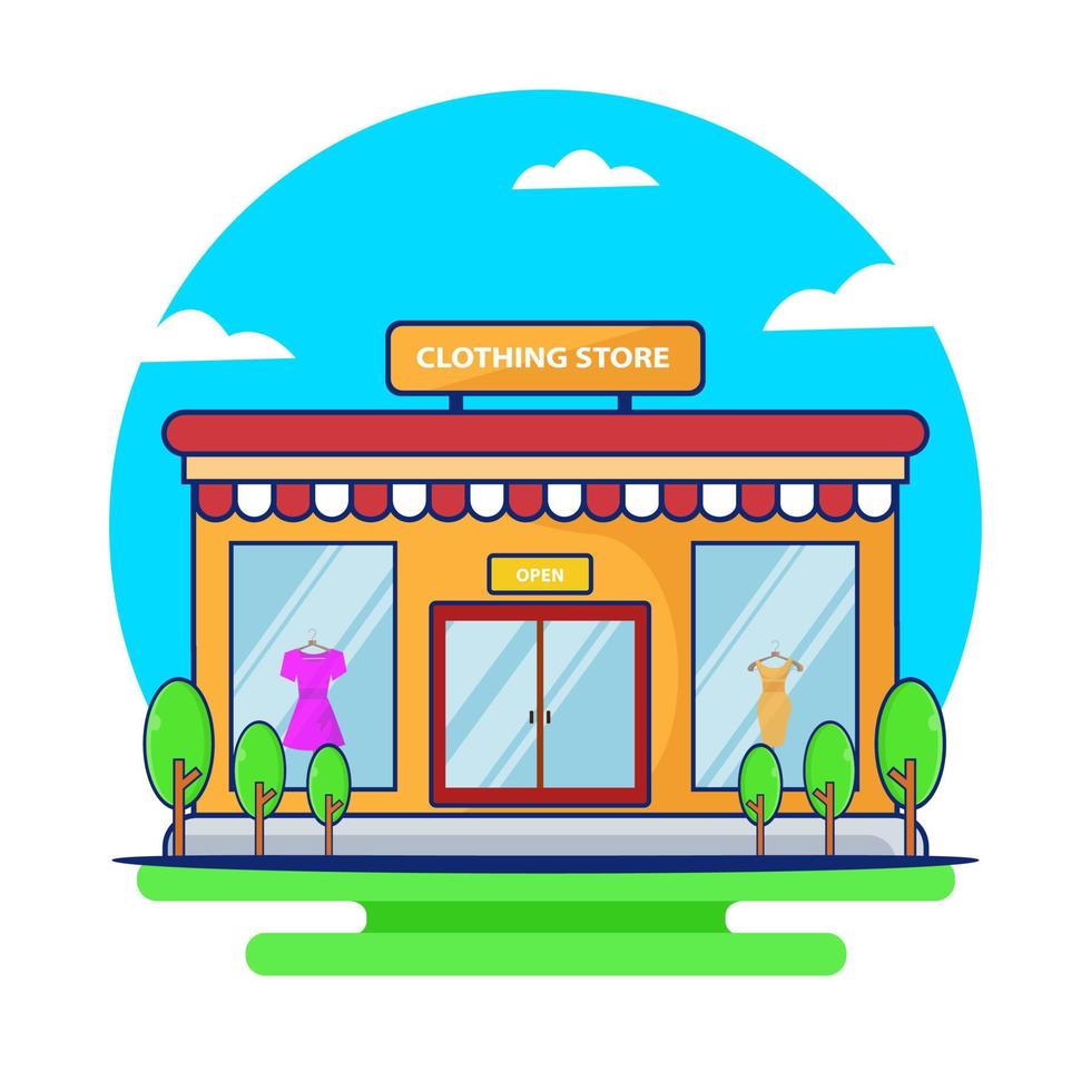 clothing shop Building Vector Icon Illustration.