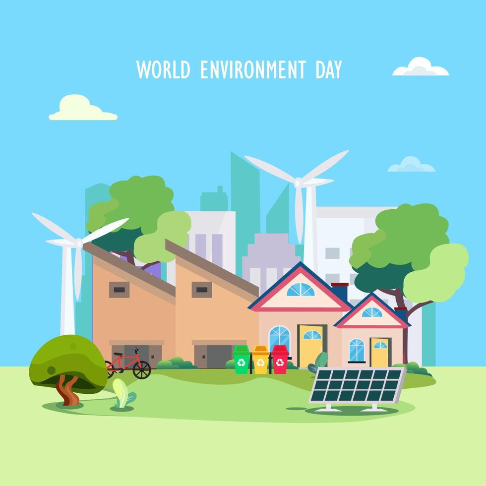 World Environment Day with People caring for the earth. save planet flat vector illustration